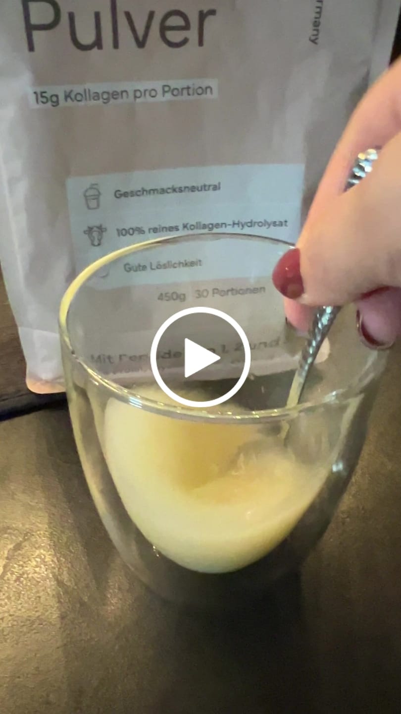 Customer video review of Kollagen Pulver Hydrolysat, 450g - 100% Peptide Typ I, II & III, geschmacksneutral & leicht löslich
