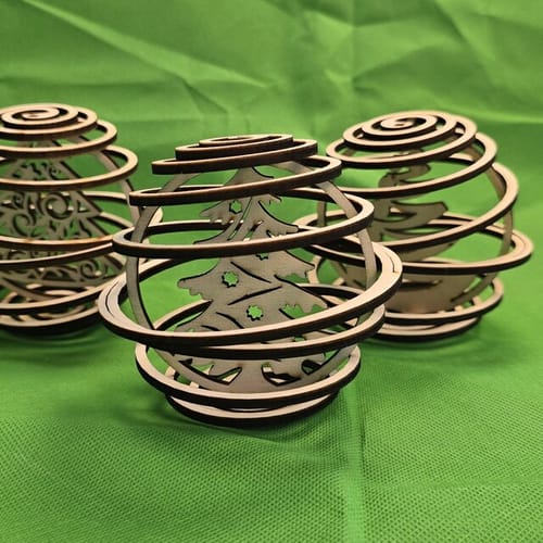 Customer photo review of Spiral Christmas tree ball ornaments laser cut svg file