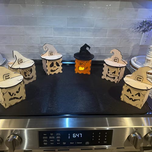 Customer photo review of Halloween pumpkin candle holder 6 bundle laser cut svg file