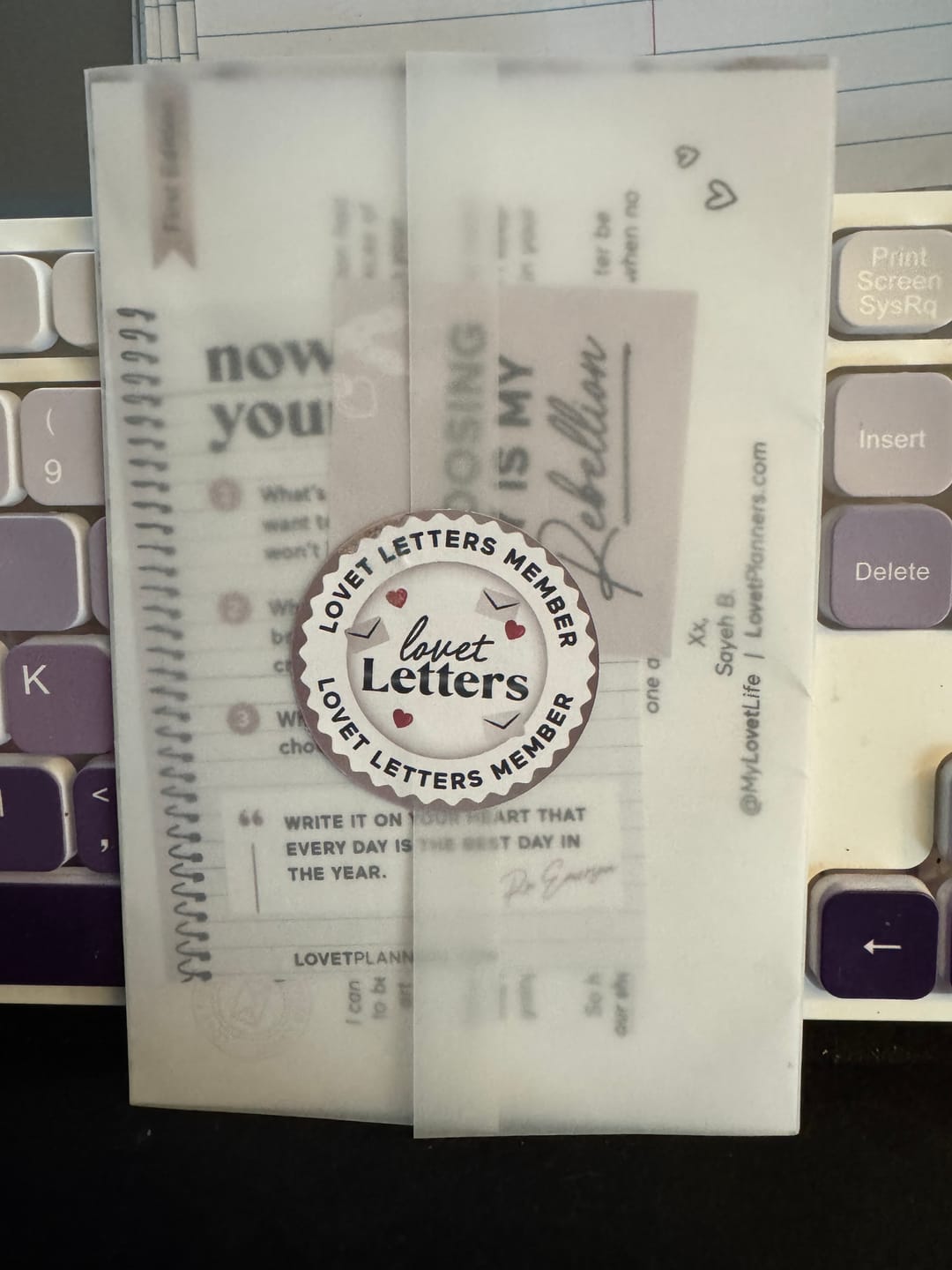 Customer photo review of Lovet Letters: The Monthly Mail Club
