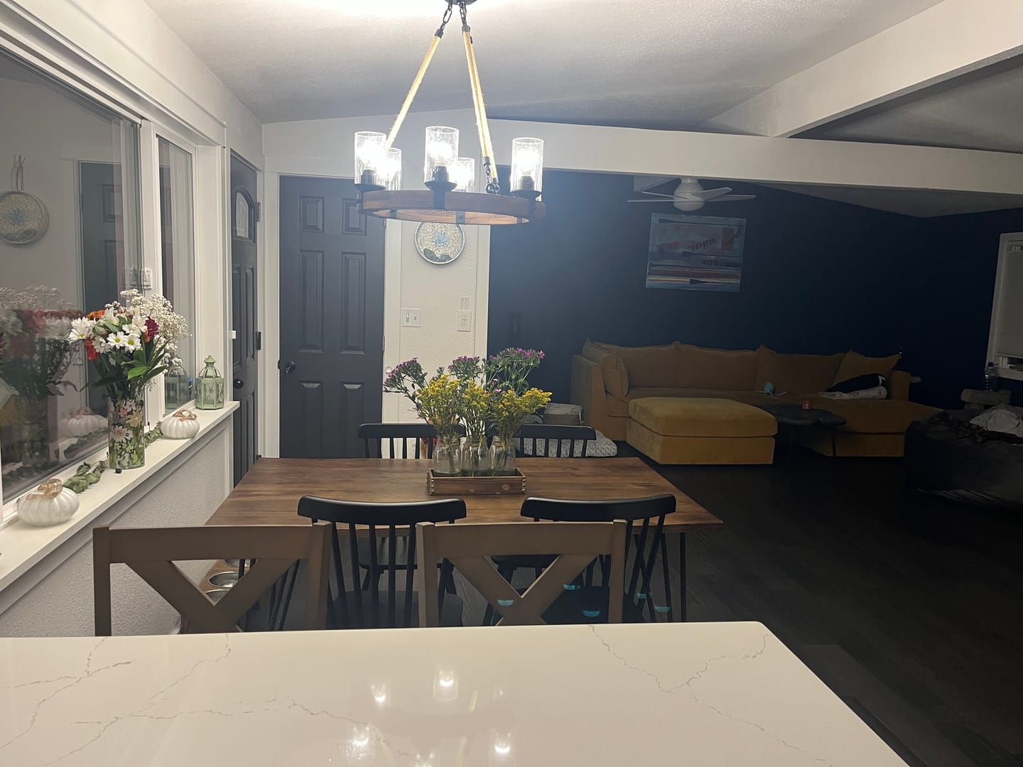 Customer photo review of 6-Light Wood Wagon Wheel Chandelier Modern Farmhouse