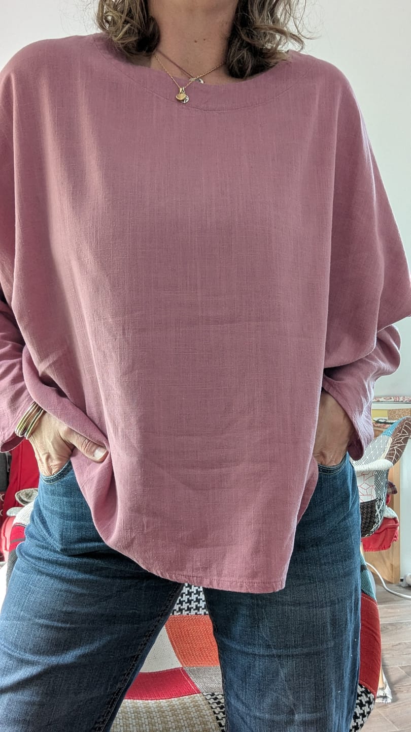 Customer photo review of Blouse Naomie - lin/coton rose boisé