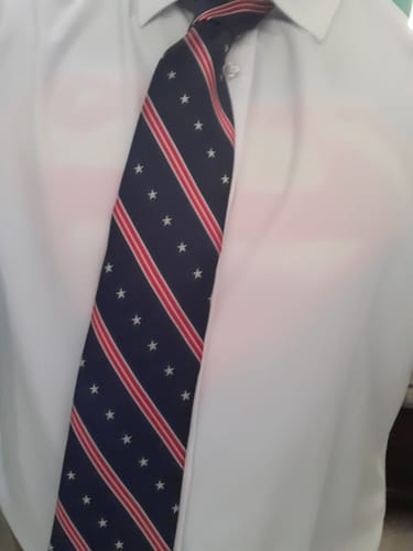 Customer photo review of Barry. Wang Gold Blue Flower Silk Tie Hanky Cufflinks Set