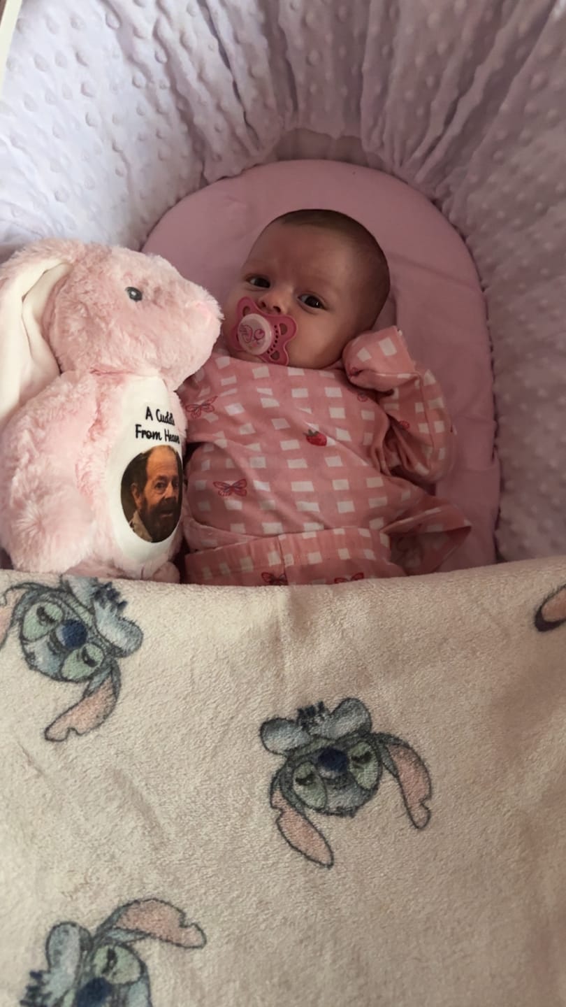 Customer photo review of Design a Personalised Pink Bunny Teddy – Add Your Photo, Name or Message