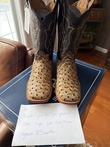 Customer photo review of Cowboy Boot Ostrich Desert