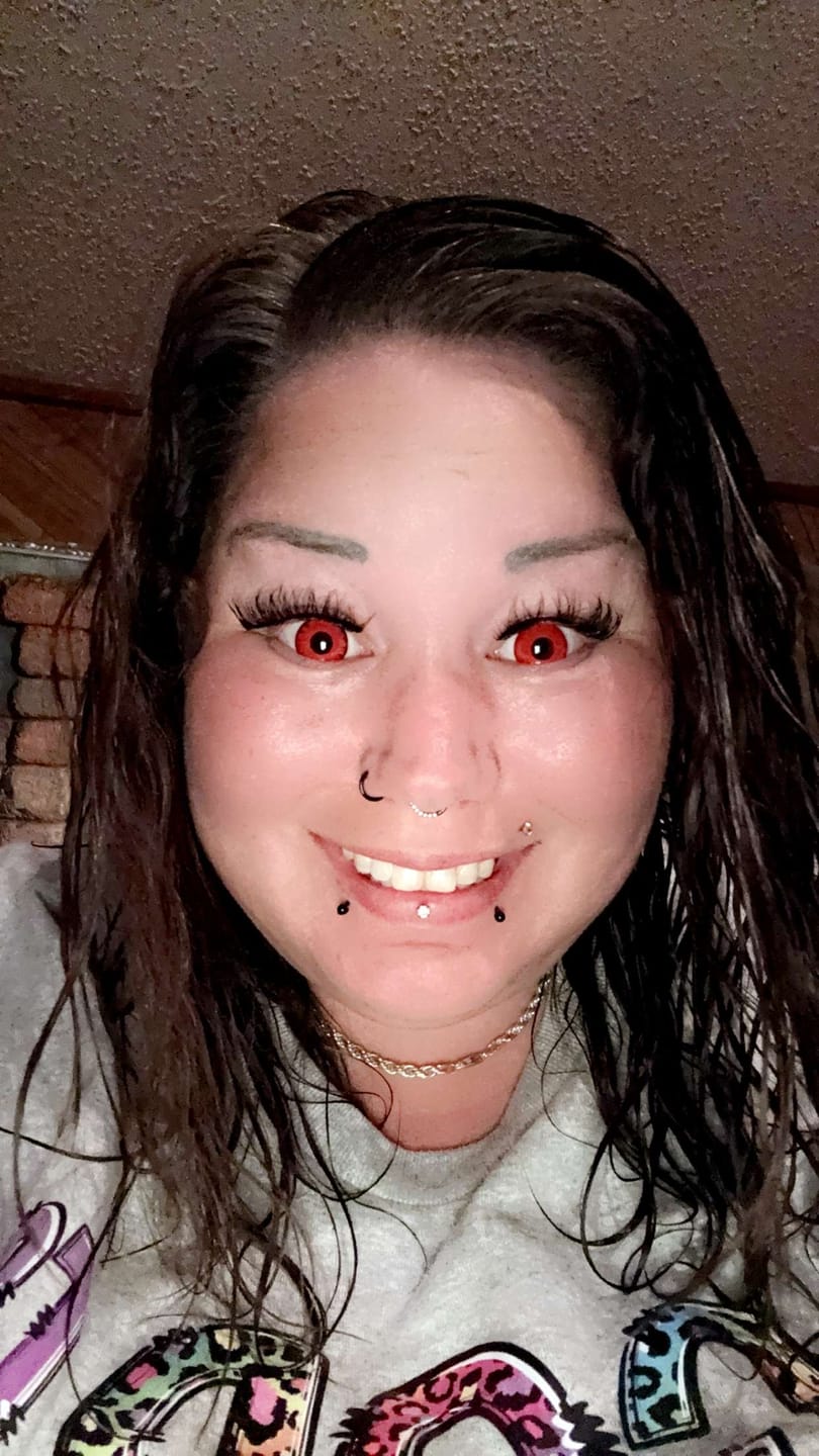 Customer photo review of Cosplay Lucifer's Eye Red Prescription Colored Contact Lenses