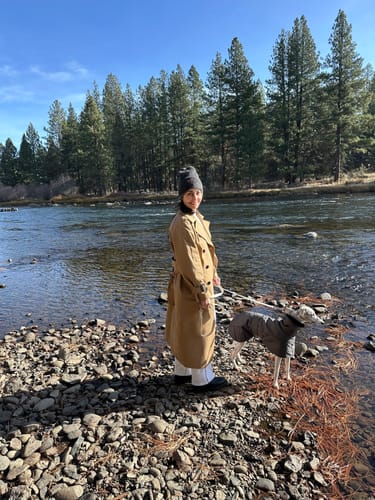 Customer photo review of Ofira Sighthound Coat with Faux Fur Lined Snood