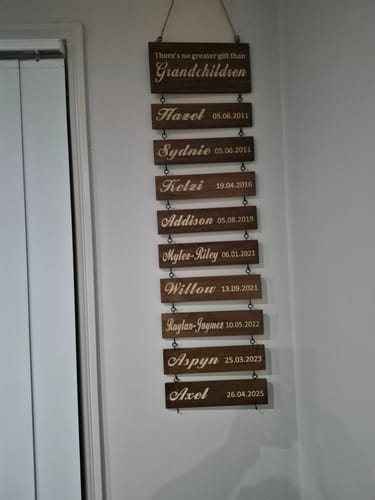 Customer photo review of Personalized Grandkids Hanging Sign | 2024 Version Engraved Design