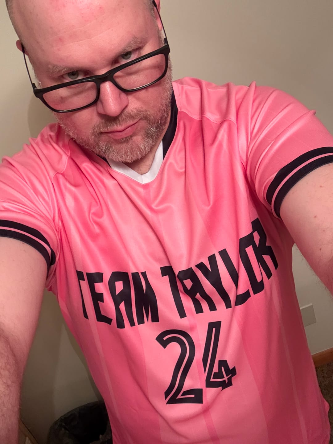 Customer photo review of Custom Light Pink Classic Striped Personalized Soccer Tops/Sets Jersey