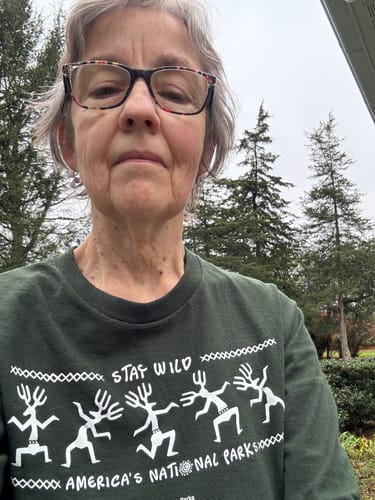 Customer photo review of Stay Wild Petroglyphs Long Sleeve Tee