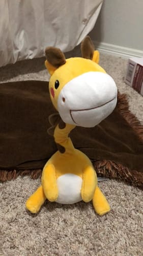 Customer photo review of Interactive Dancing Singing Repeater Toy – Repeats What You Say, Twists Neck