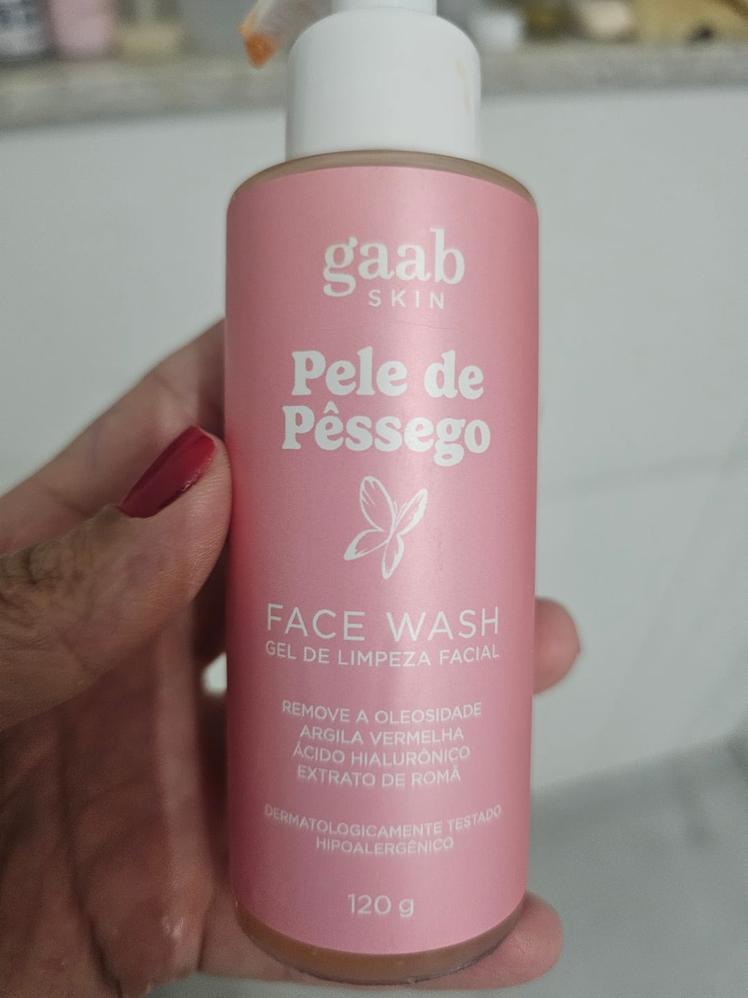 Customer photo review of Gel de Limpeza Facial Pele de Pêssego