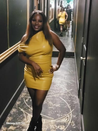 Customer photo review of My Gosh PU Unbalanced Mini Dress