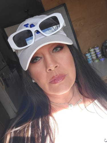 Customer photo review of Aine Swan Lake Blue Prescription Colored Contact Lenses
