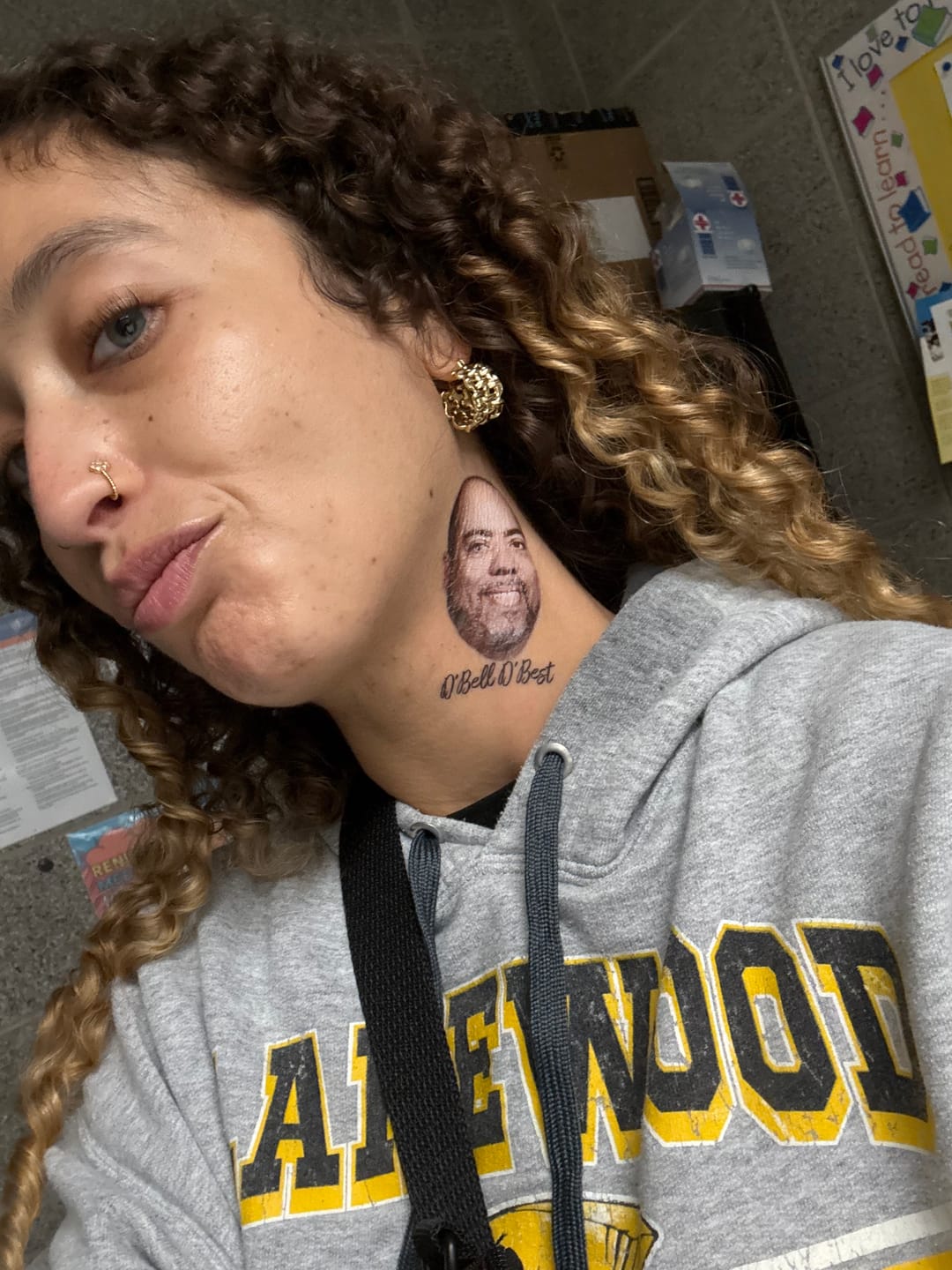 Customer photo review of Face Cut-Out Photo with Text Temporary Tattoo