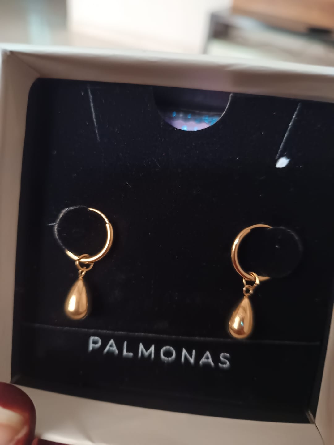 Customer photo review of Thin Drop Necklace & Waterdrop Hoop Earrings Combo Set