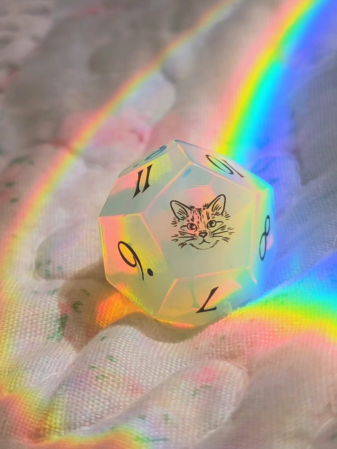 Customer photo review of URWizards Custom font style for dice, Custom initial on Dice, Dnd Natural Gemstone Dice MTG Game