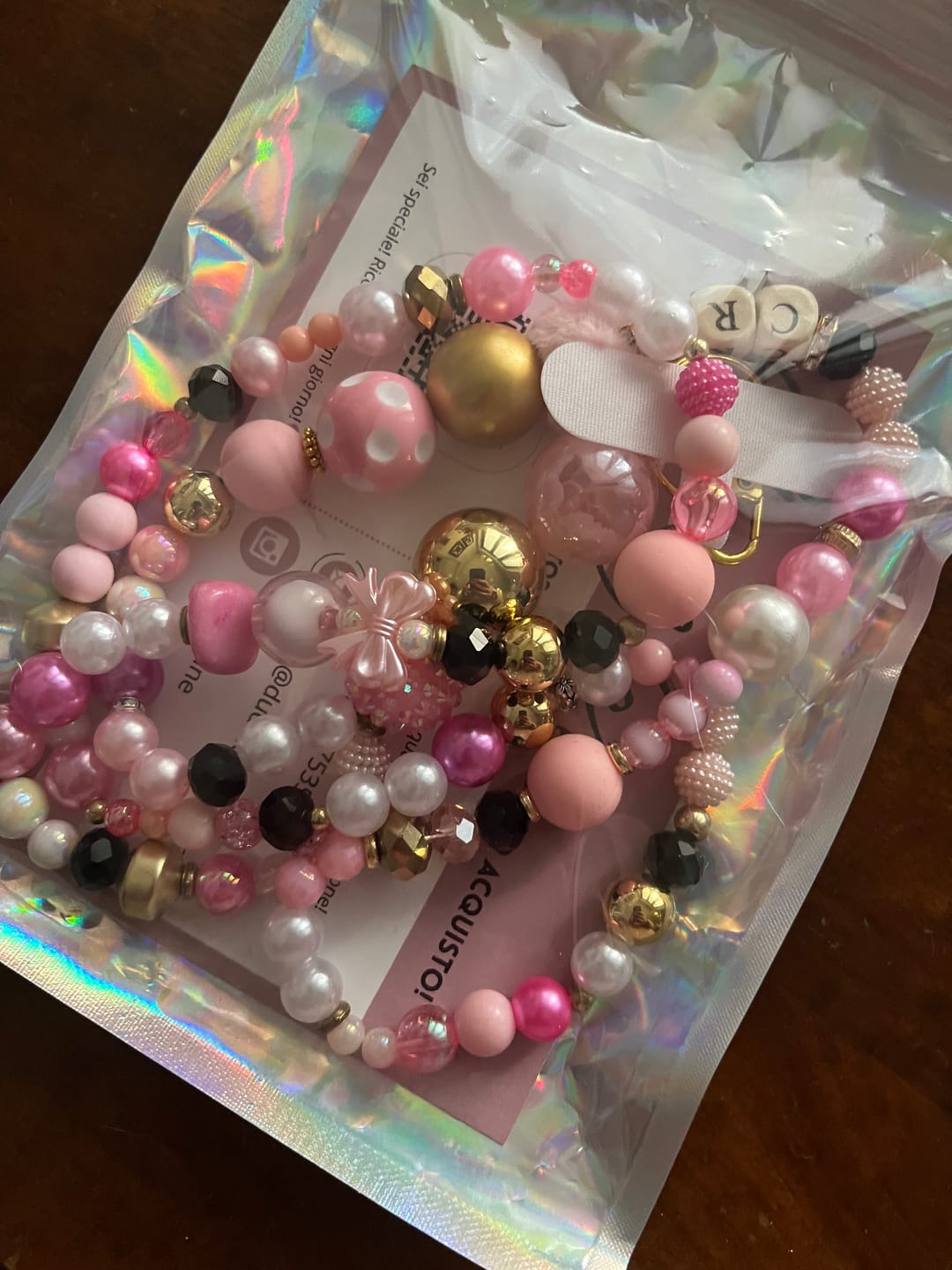 Customer photo review of Portachiavi Lungo da collo di perle fatto a mano 🤎🩷 Rosa e oro