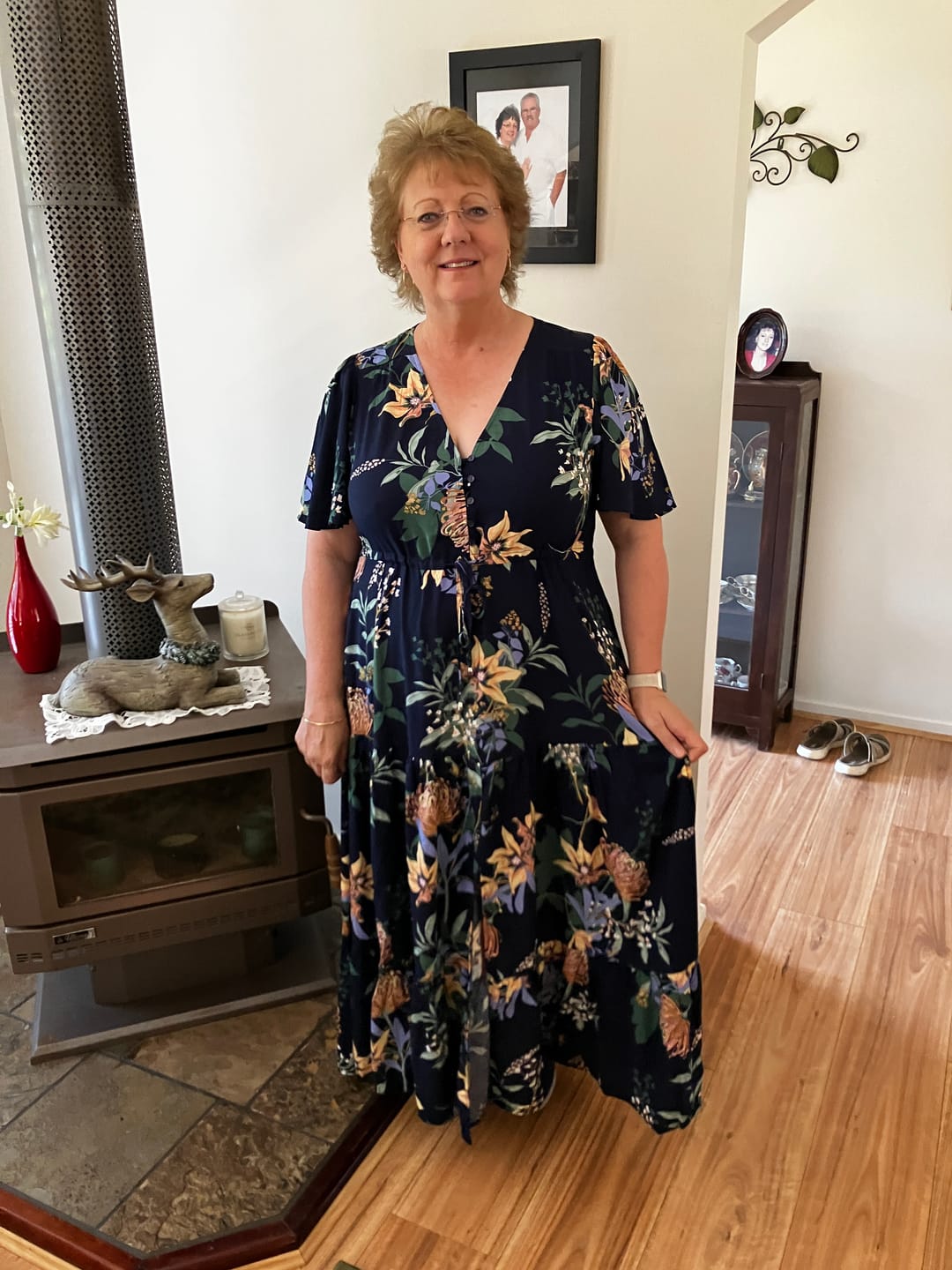 Customer photo review of Wildflower Maxi Dress in Navy