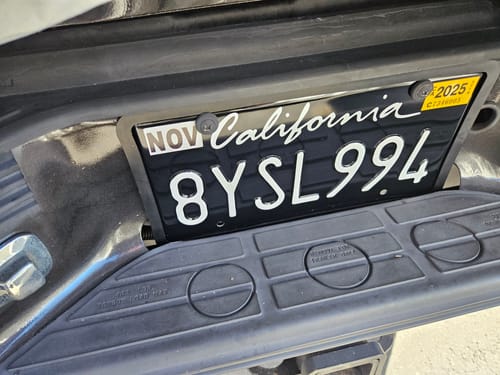 Customer photo review of 1963-1968 CALIFORNIA LICENSE PLATE - BLACK WITH WHITE TEXT 6"x12" (156.5mm x 305mm)