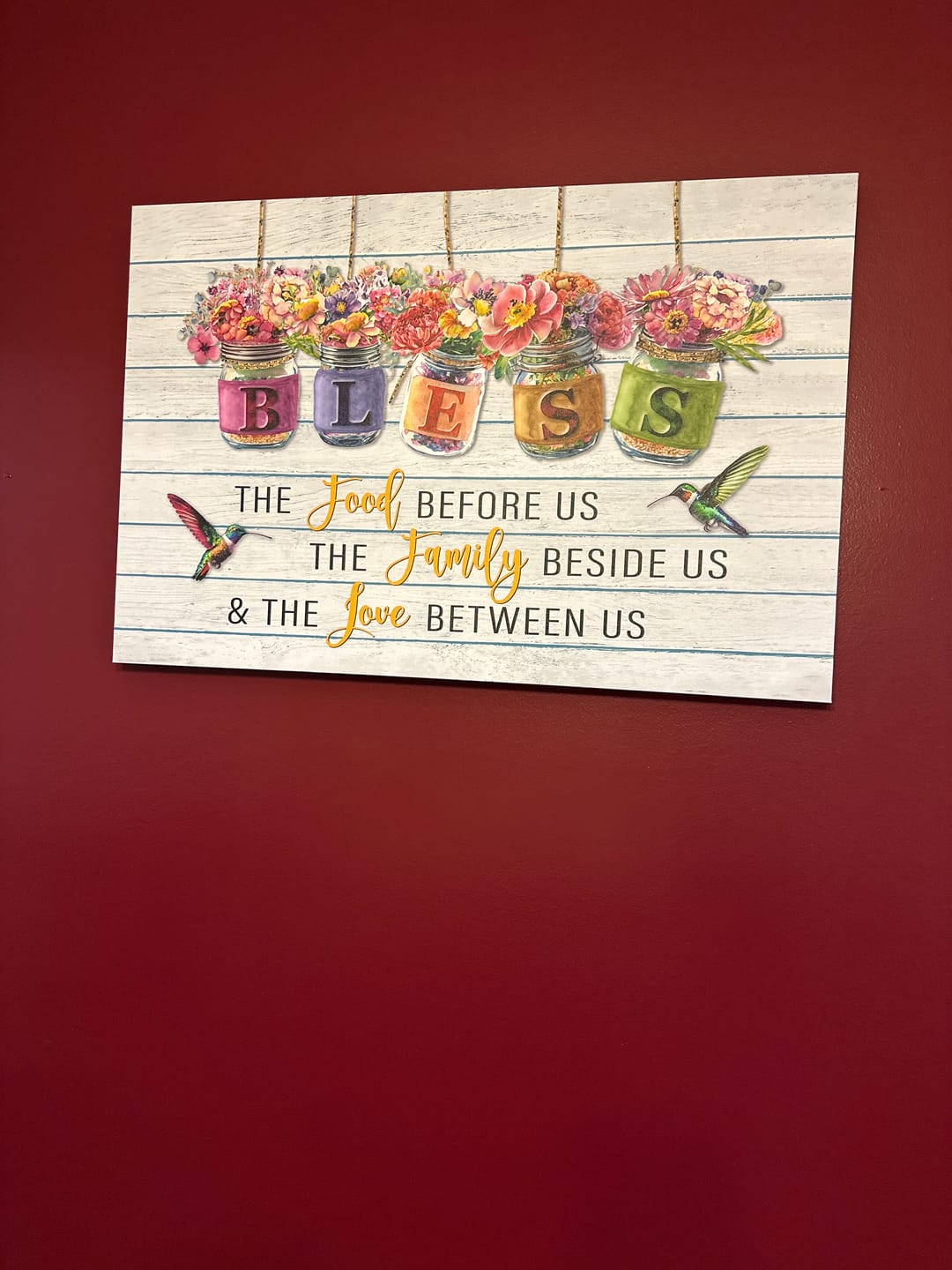 Customer photo review of Bless the Food Before Us, Flowers Hanging in Jars, Wall Art Canvas