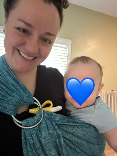 Customer photo review of Mystic Petrol 1975 DidySling Ring Sling by Didymos