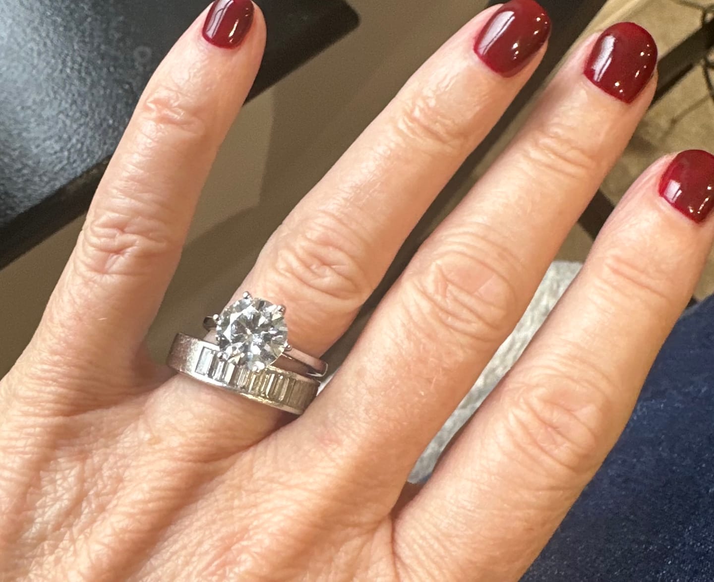 Customer photo review of Versa 3Ct Solitaire Round Cut Lab Grown Diamond Ring in Platinum
