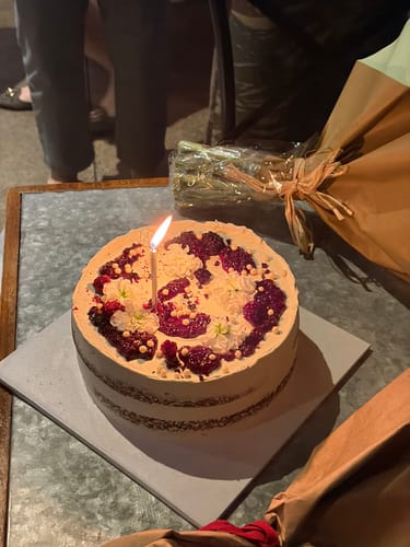 Customer photo review of vanilla & blackberry cake