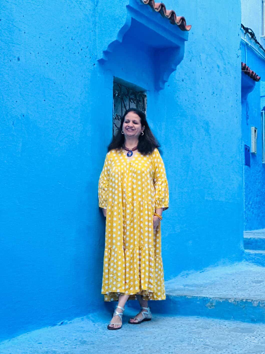 Customer photo review of Bonjour Yellow Polka Modal Maxi Dress
