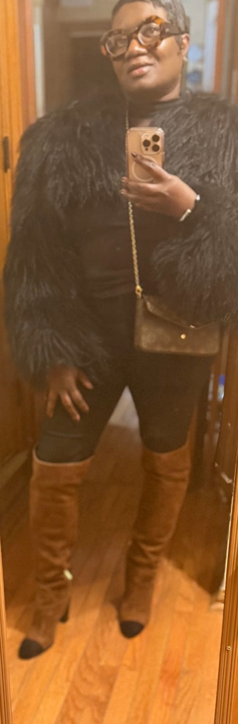Customer photo review of Gyrls Get Money - Mongolian Crop Fur Coat