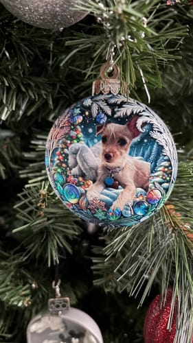 Customer photo review of Custom Photo Pets Make Our Lives Whole - Dog & Cat Personalized Ornament