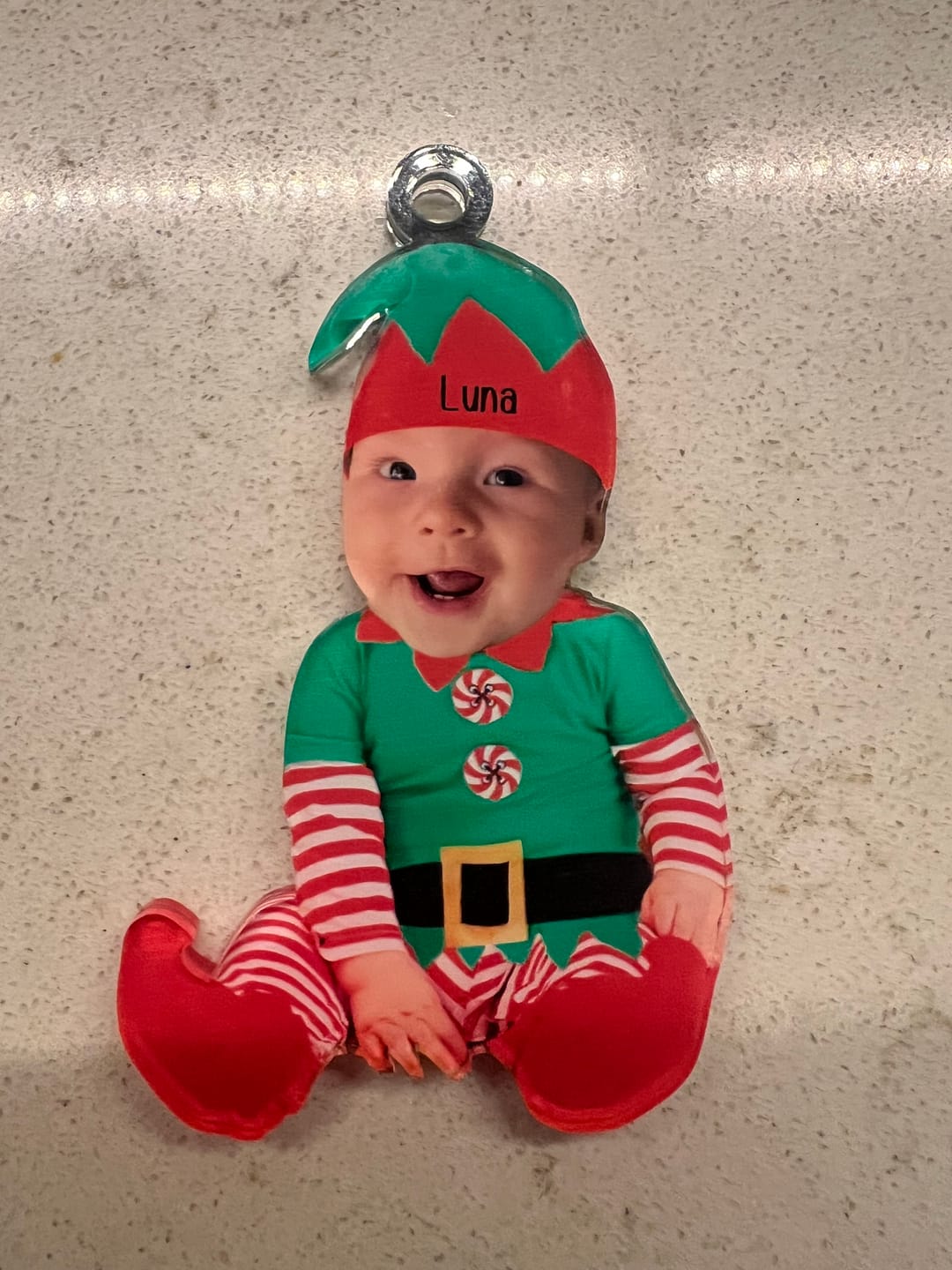 Customer photo review of Adorable Newborn Baby Elf - Personalized Babys Photo Christmas Ornament