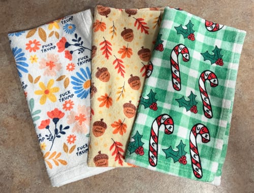 Customer photo review of Subtle F*ck Trump Retro Flower Hand Towel