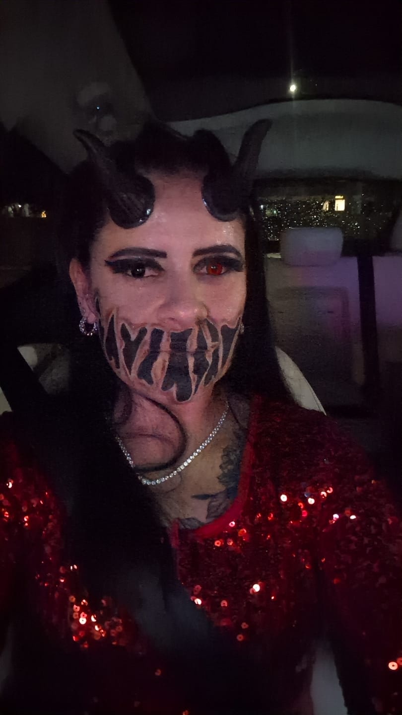 Customer photo review of Cosplay Lucifer's Eye Red Prescription Colored Contact Lenses