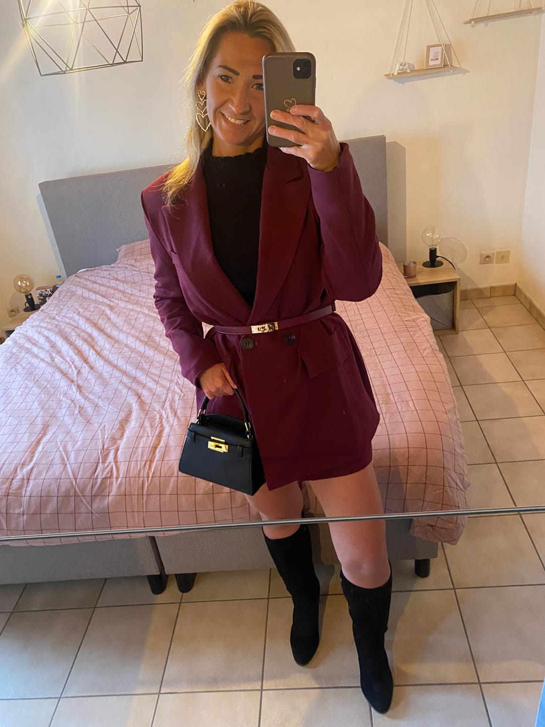 Customer photo review of Bordeauxrode leren decoratieve riem