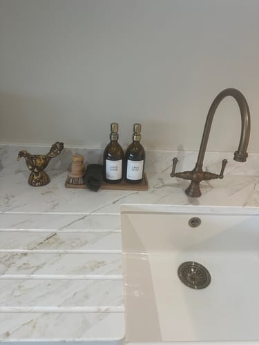 Customer photo review of Set of 2 Amber Glass Bottles 500 ML Long tray & Dish Brush