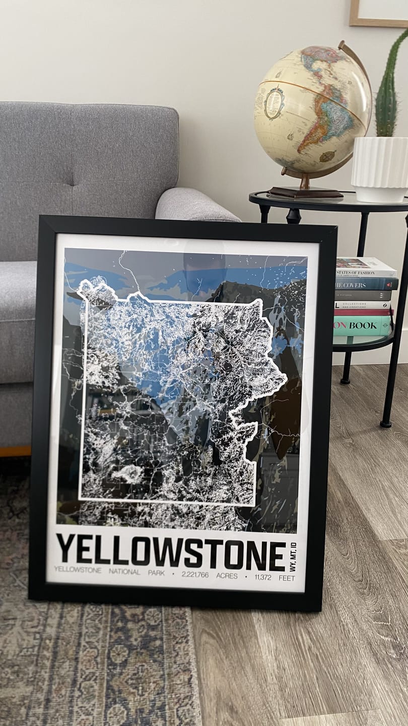 Customer photo review of Yellowstone National Park – Perimeter Map Print