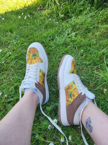 Customer photo review of Van Gogh Sunflowers inspired sneakers