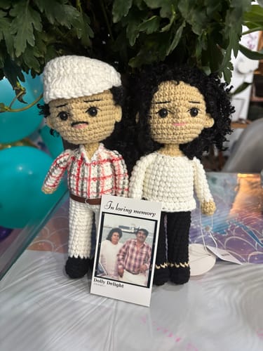 Customer photo review of Dolly® Personalized Couple Crochet Dolls