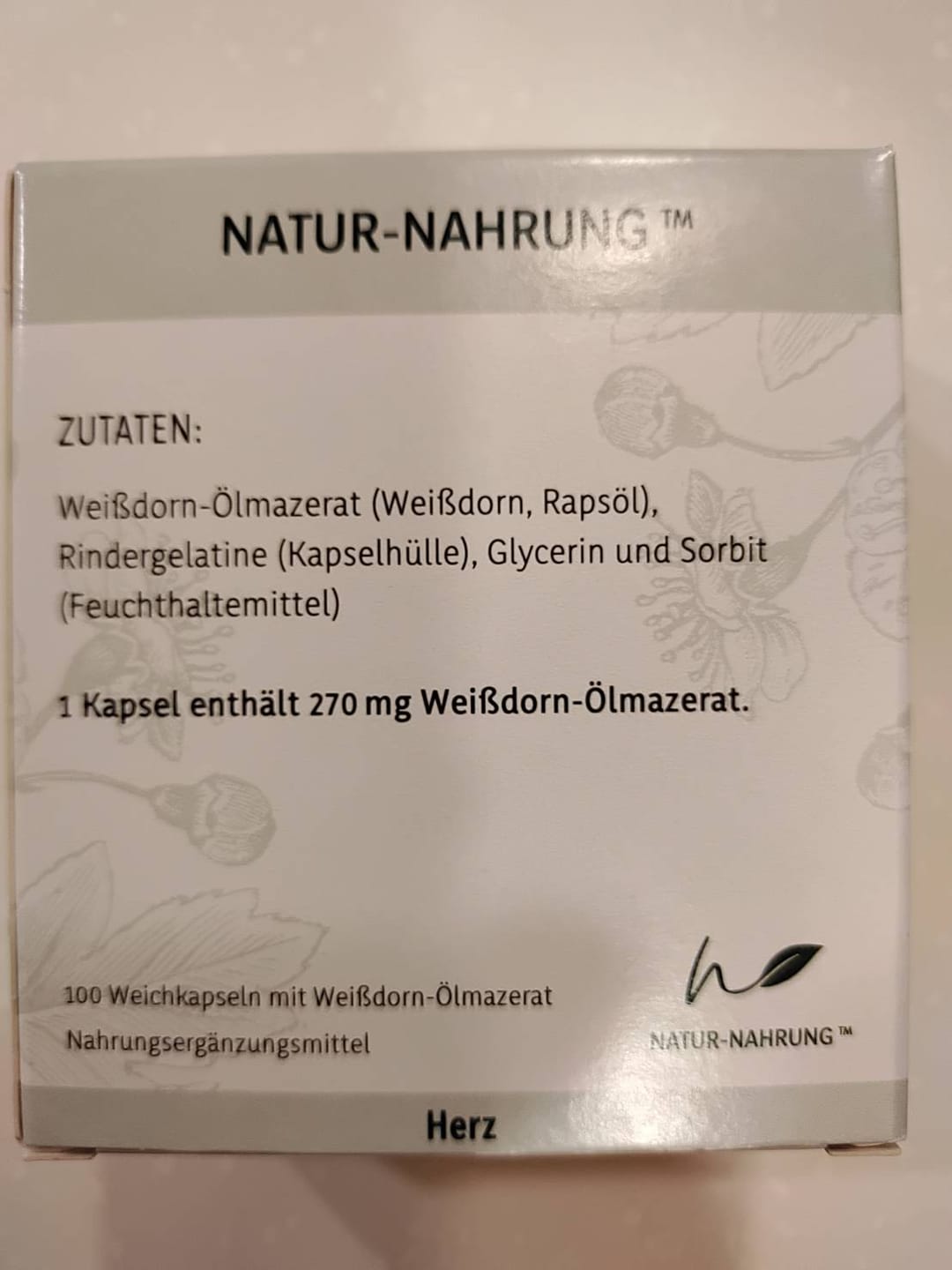 Customer photo review of Natur-Nahrung Herz Weißdorn Weichkapseln 山楂軟膠囊 100 St