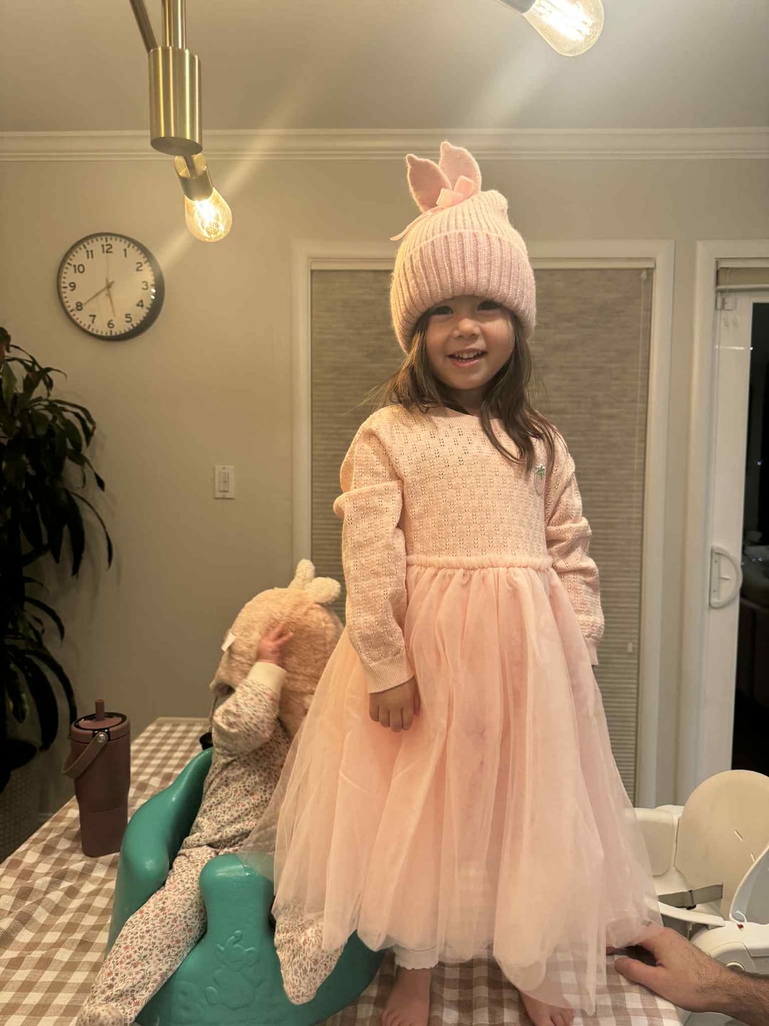 Customer photo review of Dave&Bella Toddler Girls Autumn Light Pink Soft Knit Sweater Mesh A-line Princess Dress