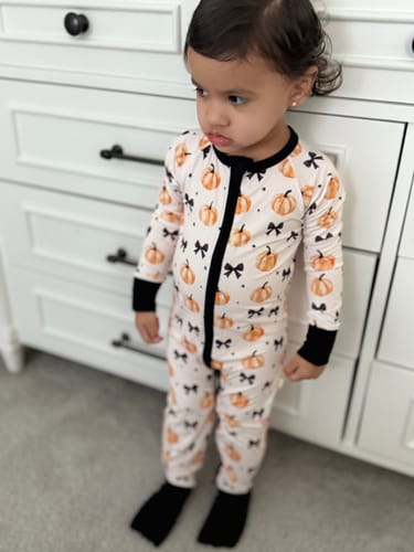 Customer photo review of Boo & Bows Zip Romper
