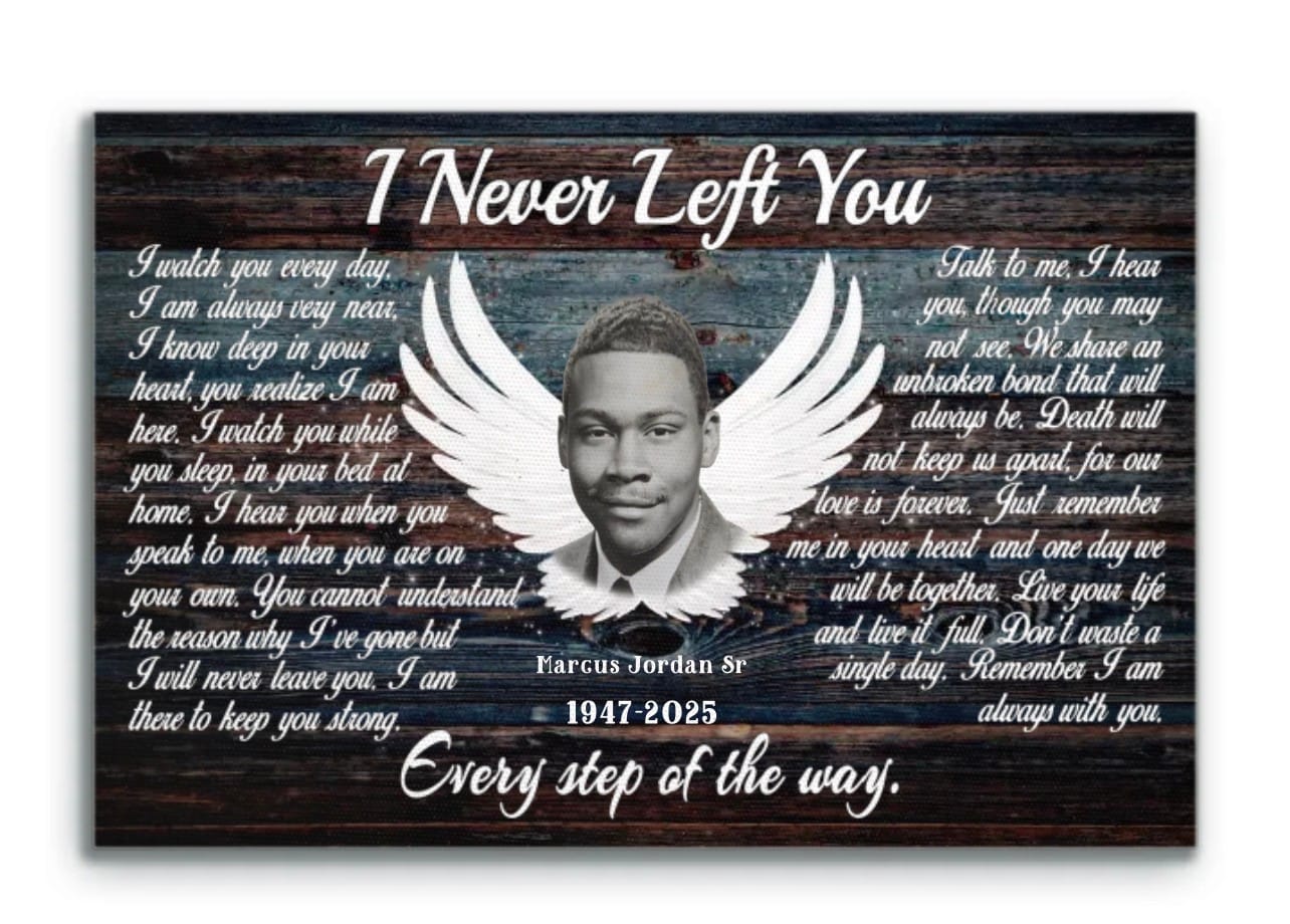 Customer photo review of Personalized Canvas Prints, Custom Photo, Memorial Gifts, Sympathy Gifts, Angel Wings I Never Left You Love Dem Canvas