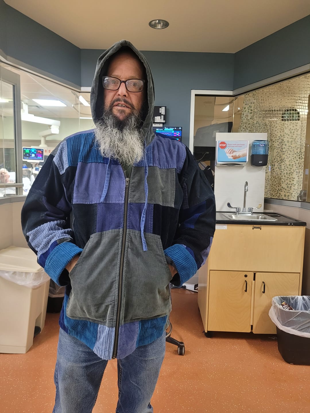 Customer photo review of Patchwork Corduroy Zip Up Hoodie