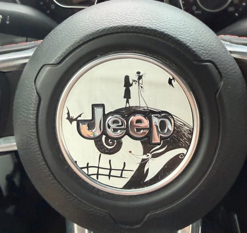 Customer photo review of Design Your Own Steering Wheel Decal for Jeep