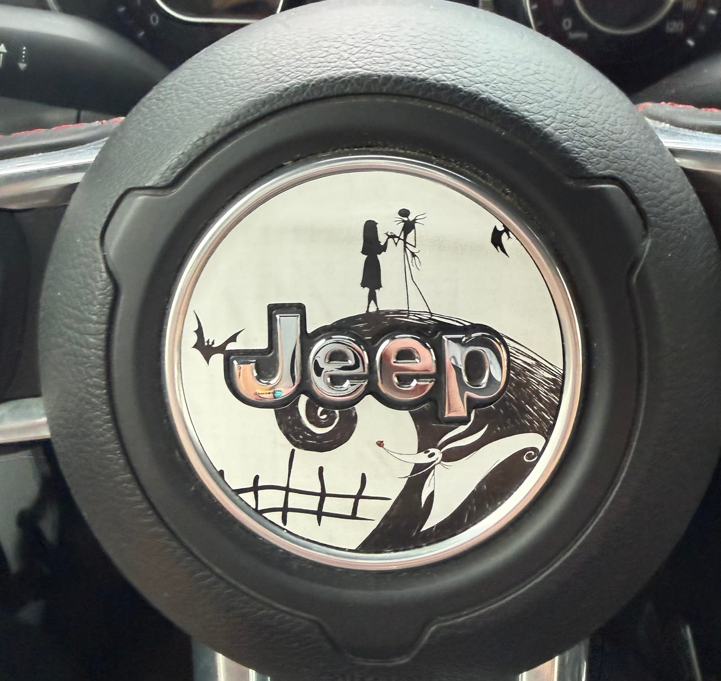 Customer photo review of Design Your Own Steering Wheel Decal for Jeep