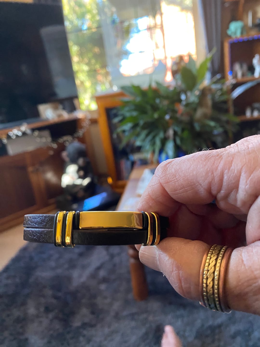 Customer photo review of Buddha Stones Yin Yang Leather Balance Bracelet