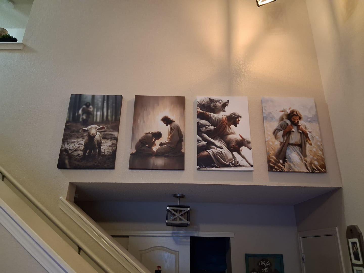 Customer photo review of Jesus Lamb of God, Jesus Running After Lamb, Wall Art Canvas