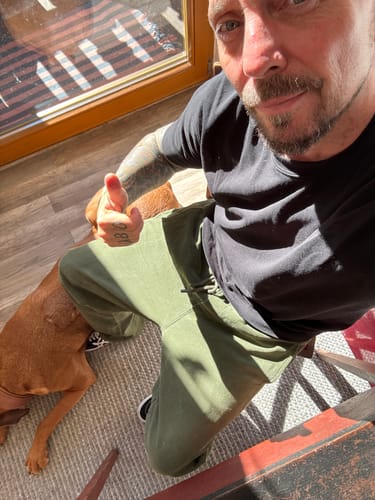 Customer photo review of Thick Brushed Cotton Loose Straight Pants