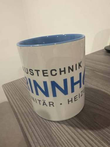 Customer photo review of TassenExpress - Becher Keramik Tasse mit Logo bedruckt 325ml Firmenlogo
